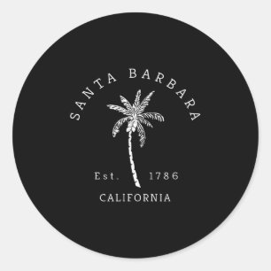 Retro Cool Santa Barbara California Palm Tree Nove Classic Round Sticker