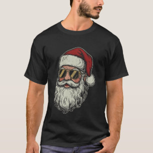 Retro Cool Santa Claus Face Sunglasses Christmas X T-Shirt
