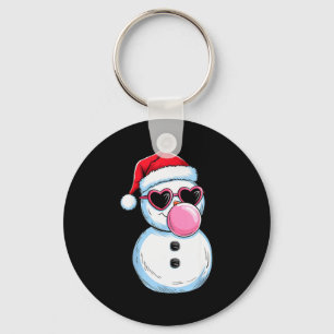 Retro Cool Snowman With Sungles Christmas Blowing  Key Ring