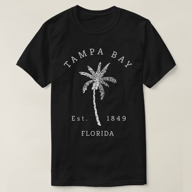 Retro Cool Tampa Bay Florida Palm Tree Novelty Art T-Shirt (Design Front)