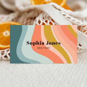 Retro Cool Trendy Colourful Rainbow Social Media Business Card