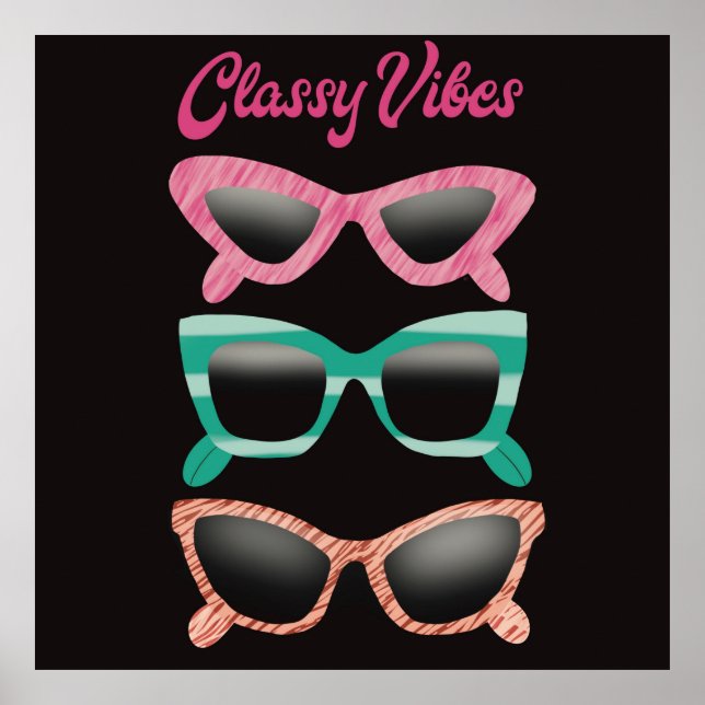 Retro Cool Vibes Sunglasses Art Poster (Front)