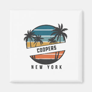 Retro Coopers Beach New York Surfboard Surfing _1 Magnet