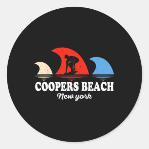 Retro Coopers Beach New York Surfboarding Classic Round Sticker