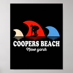 Retro Coopers Beach New York Surfboarding Poster