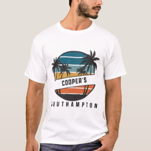 Retro Cooper's Beach Southampton Surfboard Surfing T-Shirt