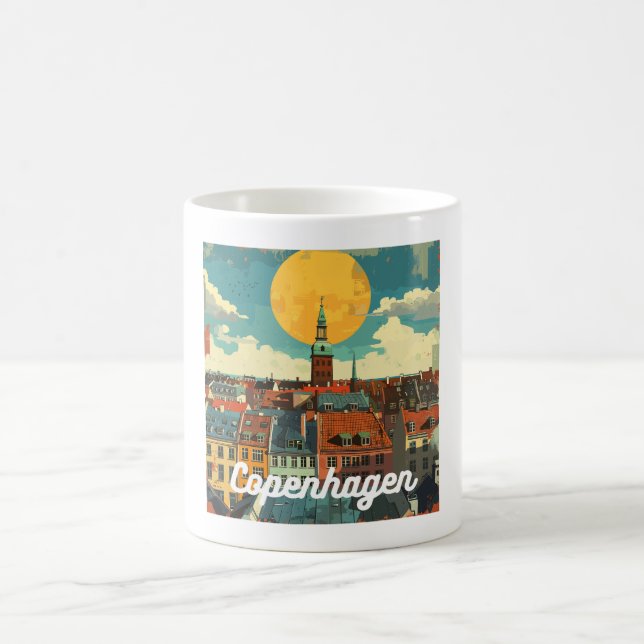 Retro Copenhagen Skyline  Coffee Mug (Center)