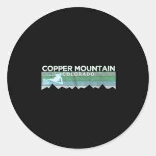 Retro Copper Mountain, Colorado Distressed Skiing Classic Round Sticker