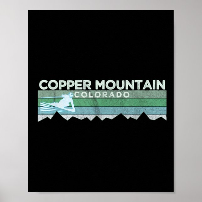 Retro Copper Mountain, Colorado Distressed Skiing  Poster (Front)