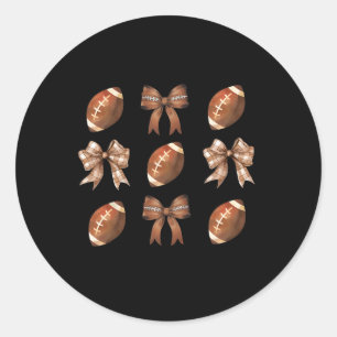 Retro Coquette Bow American Football Thanksgiving  Classic Round Sticker