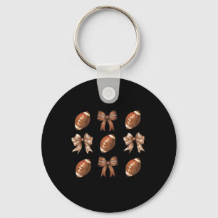 Retro Coquette Bow American Football Thanksgiving Key Ring