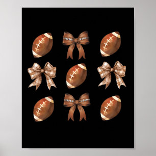 Retro Coquette Bow American Football Thanksgiving  Poster
