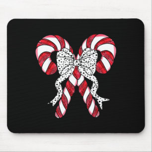 Retro Coquette Bow Candy Cane Christmas Season Wom Mouse Pad