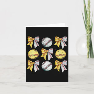 Retro Coquette Bow Funny Game Day Baseball Softbal Card