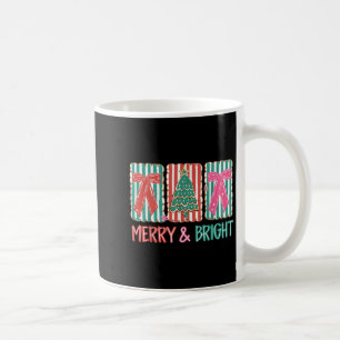 Retro Coquette Bow Merry And Bright Christmas Tree Coffee Mug