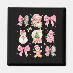 Retro Coquette Bow Nk Christmas Tree Snowman Xmas Magnet