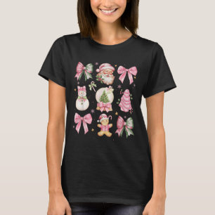 Retro Coquette Bow Nk Christmas Tree Snowman Xmas  T-Shirt