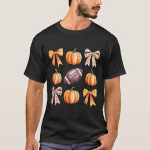 Retro Coquette Bow Pumpkin American Football Thank T-Shirt
