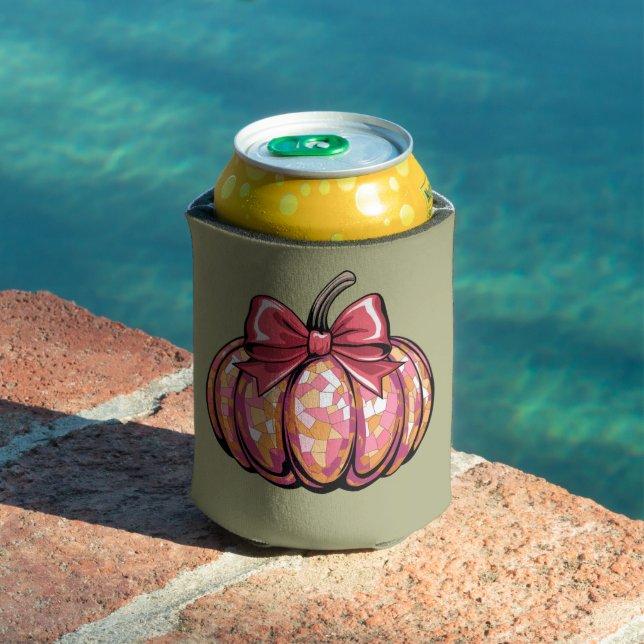 Retro Coquette Bow Pumpkin Fall Vibes Season Can Cooler (In Situ Pool)