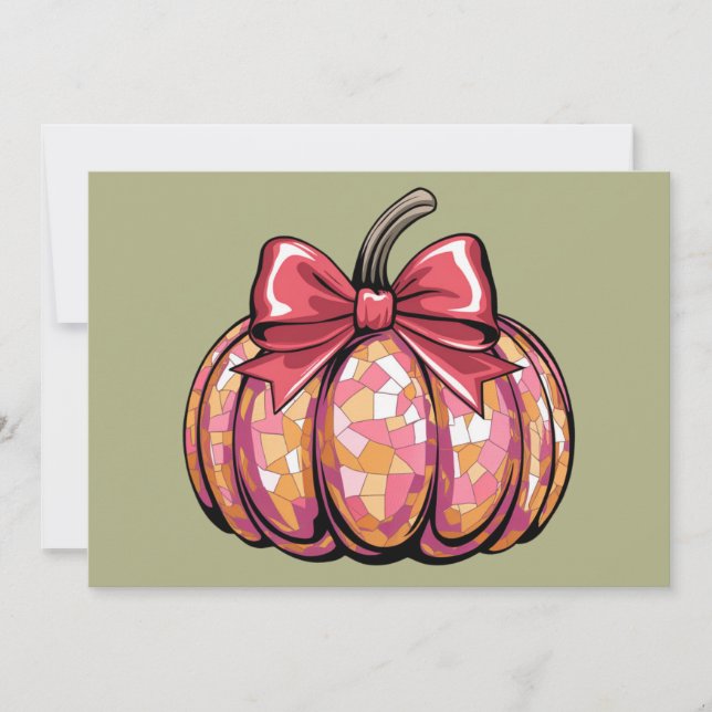 Retro Coquette Bow Pumpkin Fall Vibes Season Invitation (Front)