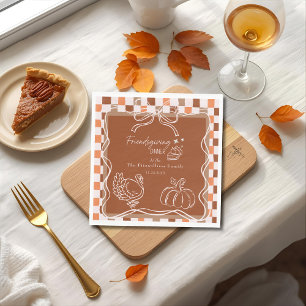Retro Coquette Friendsgiving dinner Thanksgiving Napkin