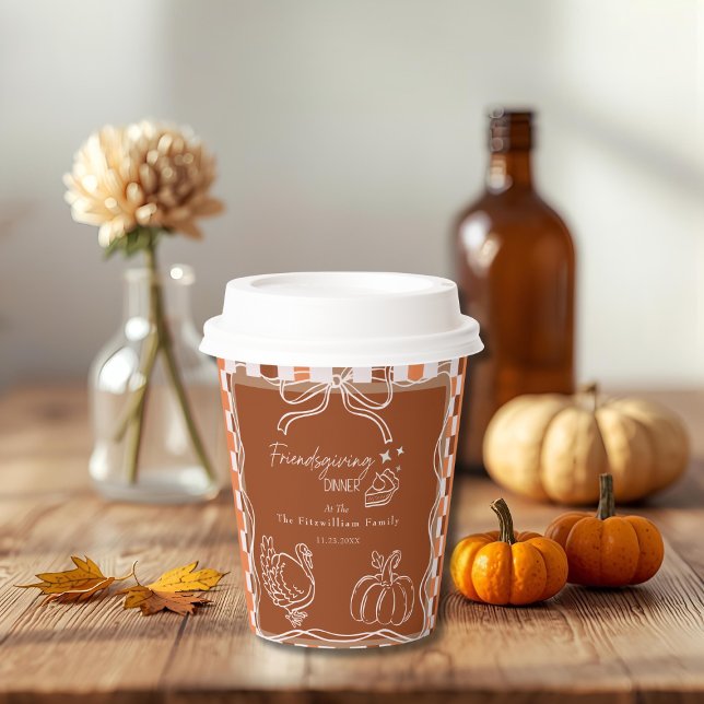 Retro Coquette Friendsgiving dinner Thanksgiving Paper Cups (Retro Coquette Friendsgiving dinner Thanksgiving Paper Cups)