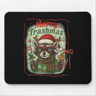 Retro Coquette Merry Trashmas Racoon Christmas Cu Mouse Pad