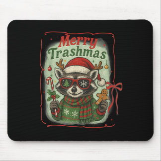 Retro Coquette Merry Trashmas Racoon Christmas Cu Mouse Pad