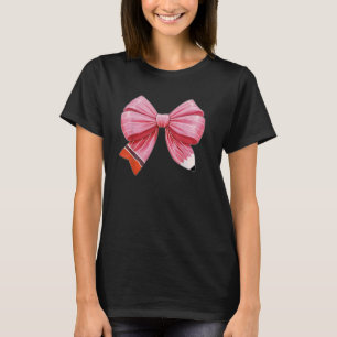 Retro Coquette Pencil With Pink Bow Teacher Back T T-Shirt