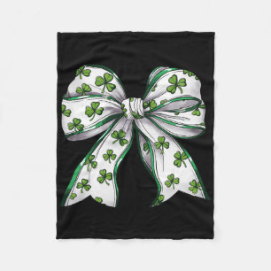 Retro Coquette St Patricks Day Lucky Shamrock Wome Fleece Blanket