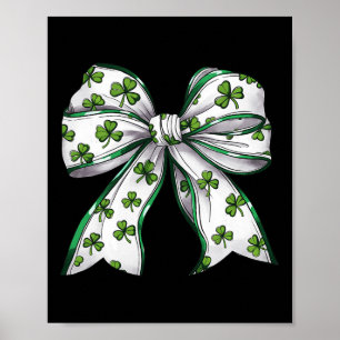 Retro Coquette St Patricks Day Lucky Shamrock Wome Poster
