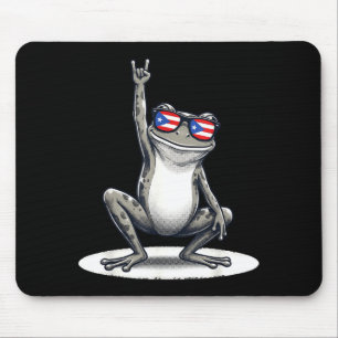 Retro coqui frog rock music puerto rico flag taino mouse pad