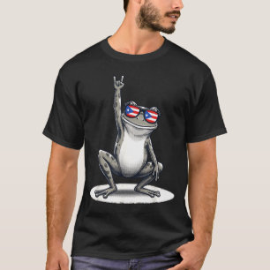 Retro coqui frog rock music puerto rico flag taino T-Shirt