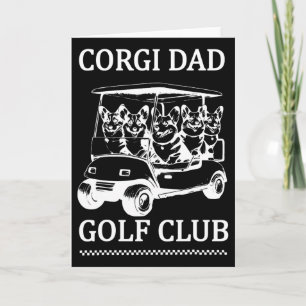 Retro Corgi Dad Golf Club Cute Dog Swinging Golf F Card