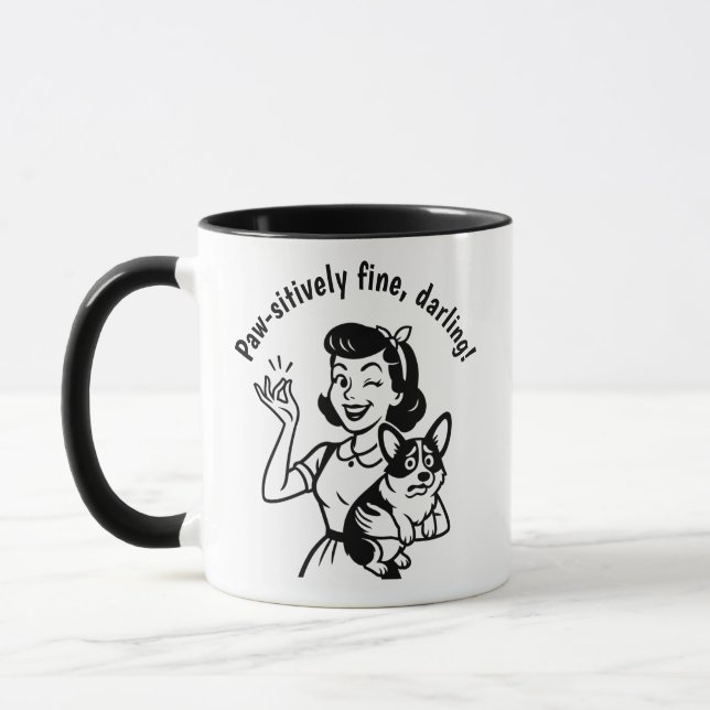 Retro Corgi Dog Lover Gift Mug (Left)