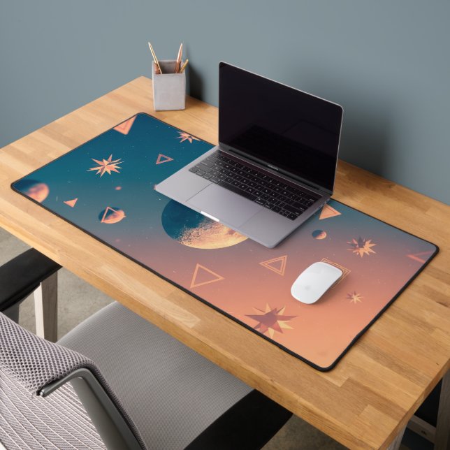 Retro Cosmic Moon and Stars Desk Mat (Office 2)