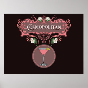 Retro Cosmopolitan Cocktail Poster