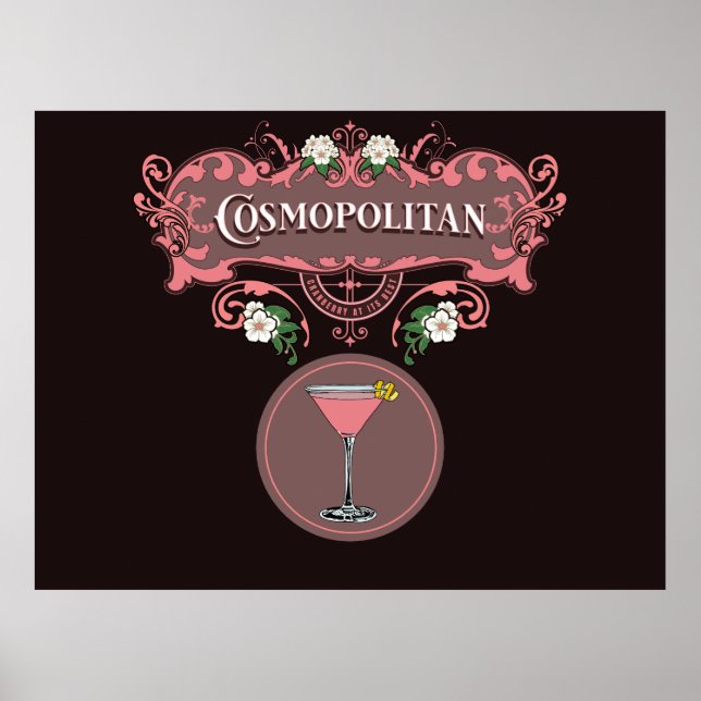Retro Cosmopolitan Cocktail Poster (Front)