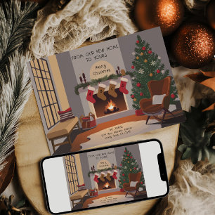 Retro Cosy Christmas Living Room Moving Announcement