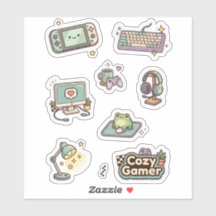 Retro Cosy Gamer Desk Sticker Sheet