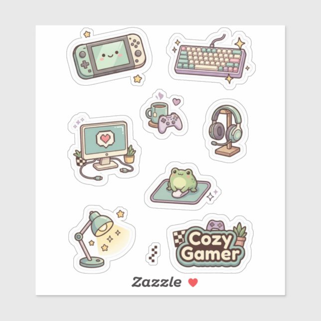 Retro Cosy Gamer Desk Sticker Sheet (Sheet)