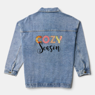 Retro Cosy Season Fall Autumn Vibes Pumpkin Denim Jacket