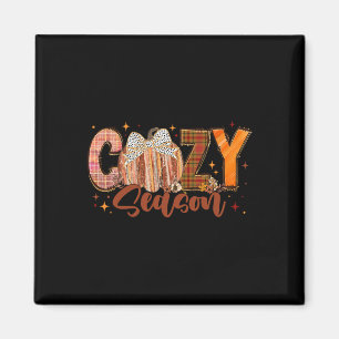 Retro Cosy Season Pumpkin Bow Tis The Season Thank Magnet