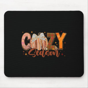 Retro Cosy Season Pumpkin Bow Tis The Season Thank Mouse Pad