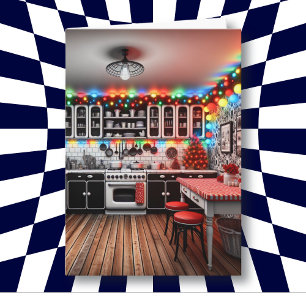 Retro Cottage Kitsch Kitchen Christmas Card