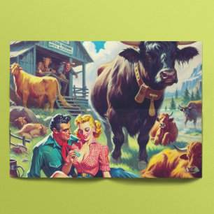 Retro Country Couple Illustration Tissue Paper