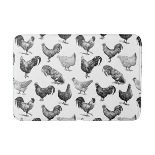 Retro Country Farm Chicken Pattern Bath Mat