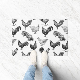 Retro Country Farm Chicken Pattern Doormat