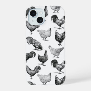 Retro Country Farm Chicken Pattern iPhone 15 Case