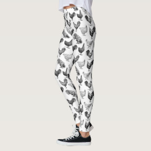 Retro Country Farm Chicken Pattern Leggings